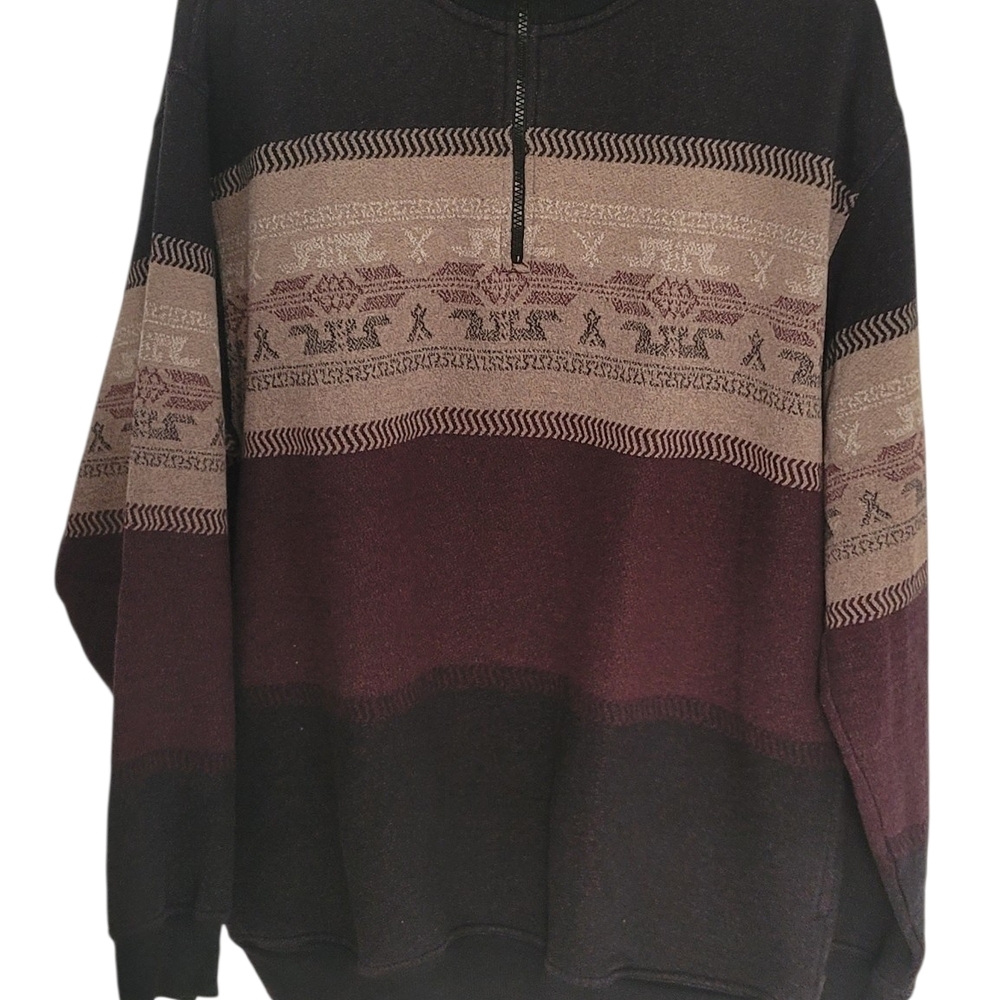 Knights Sportswear XXL 1/4 Zip Pullover Sweater Southwestern Aztec Pattern Mens